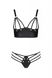 Комплект з еко-шкіри з люверсами та ремінцями: бра та трусики Passion Malwia Bikini black, розмір 4XL/5XL картинка 3
