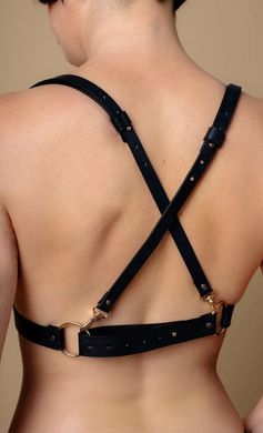 Портупея з екошкіри Bijoux Indiscrets Maze Cross Cleavage Harness Black зображення