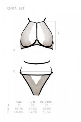 Відвертий комплект Passion CHIKA SET cream, розмір S/M зображення