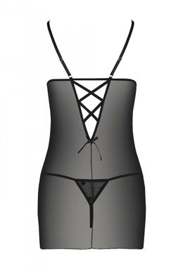 Сорочка с вырезами на груди + стринги Passion LOVELIA CHEMISE black, размер L/XL картинка
