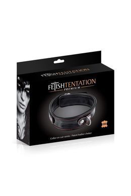 Ошейник кожаный с кольцом Fetish Tentation Premium Patent leather choker картинка