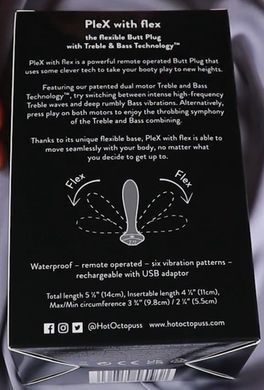 Анальная вибропробка с пультом ДУ Hot Octopuss PleX with flex, Treble and Bass Technology (диаметр 3 см) картинка