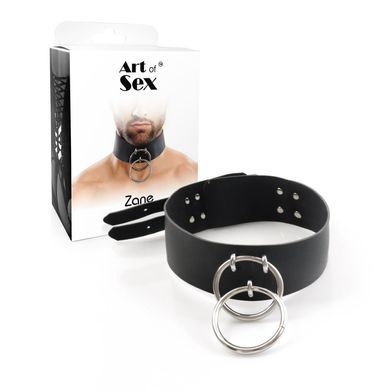 Чоловічий чокер із натуральної шкіри з кільцями Art of Sex Zane Collar зображення