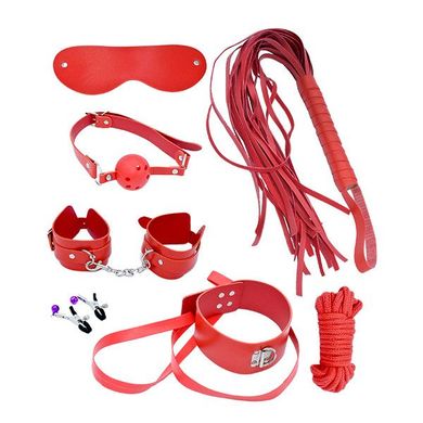 Набір для БДСМ-сесії MAI BDSM STARTER KIT Nº 75: батіг, кляп, наручники, маска, нашийник з повідцем, мотузка, затискачі зображення