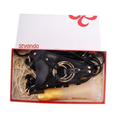 Страпон с ременями LOCKINK SEVANDA Queen Sheba Strapon Golden Dildo (диаметр 4,2 см) картинка