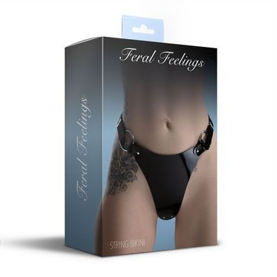 Трусики класичні з кільцями Feral Feelings String Bikini Black зображення