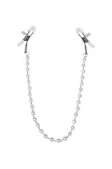 Зажимы для сосков с жемчугом Feral Feelings - Nipple clamps Pearls, серебро/белый картинка