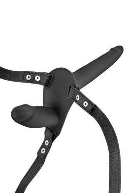 Подвійний страпон Fetish Tentation Strap-On with Double Dildo Black, чорний зображення
