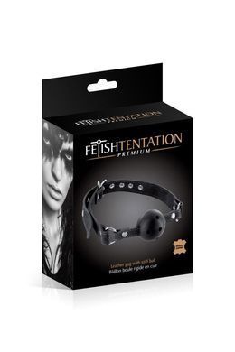 Кляп з гумовою кулькою Fetish Tentation Premium Leather gag with stiff ball зображення