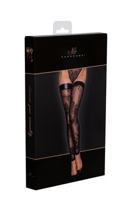 Самоподдерживающие фатиновые чулки с узором Noir Handmade F243 Tulle stockings with patterned flock embroidery, размер S картинка