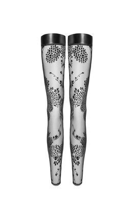 Самоподдерживающие фатиновые чулки с узором Noir Handmade F243 Tulle stockings with patterned flock embroidery, размер S картинка