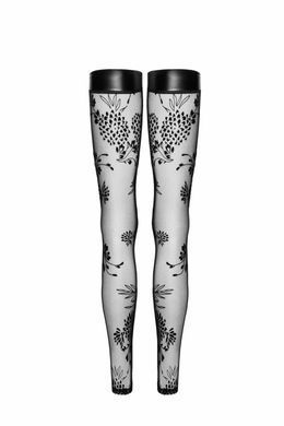 Самоподдерживающие фатиновые чулки с узором Noir Handmade F243 Tulle stockings with patterned flock embroidery, размер S картинка