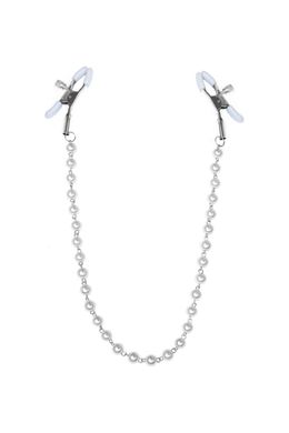Затискачі для сосків з перлами Feral Feelings - Nipple clamps Pearls, срібло/білий зображення