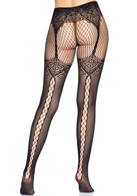 Колготки-сітка з візерунком Leg Avenue Fishnet tights with backseam Black O/S зображення