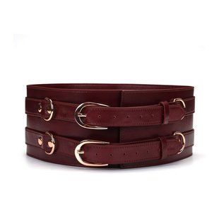 Шкіряний пояс для бондажу Liebe Seele Wine Red Waist Cuff, розмір S зображення
