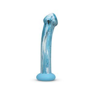 Скляний дилдо з об&rsquo;ємною головкою та силіконовою основою Gildo Ocean Ripple Glass Dildo (діаметр 5 см) зображення