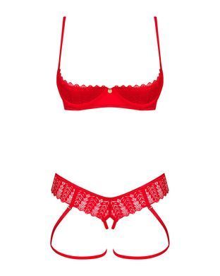 Откровенный комплект с кружевом Obsessive Ingridia 2-pcs crotchless set, размер XL/2XL картинка