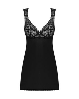 Рубашка бэби-долл с кружевом + стринги Obsessive Donna Dream babydoll Black, размер XS/S картинка