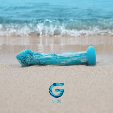 Скляний дилдо з об’ємною головкою та силіконовою основою Gildo Ocean Ripple Glass Dildo (діаметр 5 см) зображення
