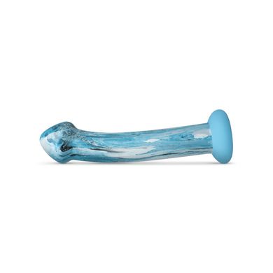 Скляний дилдо з об’ємною головкою та силіконовою основою Gildo Ocean Ripple Glass Dildo (діаметр 5 см) зображення