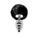 Металева анальна пробка Кролячий хвостик Alive Fluffly Twist Plug Black, розмір L (ребриста) зображення