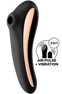 Вакуумный стимулятор &ndash; вибратор Satisfyer Dual Kiss Black (диаметр 4 см) картинка