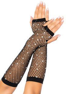 Мітенки зі стразами Leg Avenue Rhinestone Fishnet Arm Warmers Black зображення
