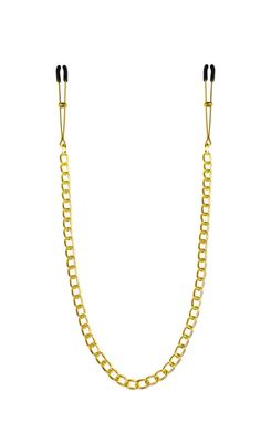 Тонкі затискачі для сосків з ланцюжком Feral Feelings Chain Thin nipple clamps, золото/чорний зображення
