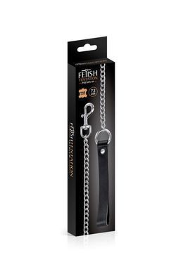 Повідець Fetish Tentation Premium Metal leash with cowhide leather wrist (72 см) зображення