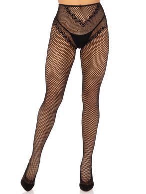 Колготки у сіточку з доступом Leg Avenue Crotchless Net Tights with Heart Backseam Black One Size зображення