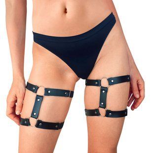 Гартеры на ногу из натуральной кожи Art of Sex Kristina Leg Garters, черные (2 шт) картинка