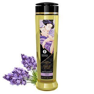 Масажна олія зволожуюча Shunga Sensation Lavender, лаванда (240 мл) зображення