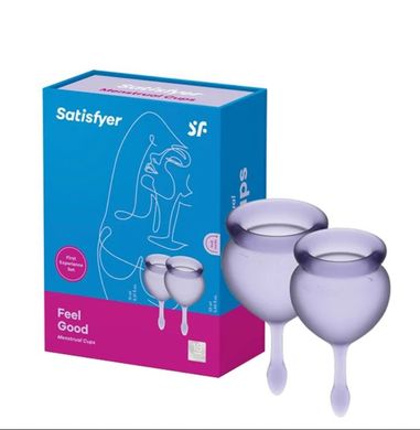 Набір менструальних чаш Satisfyer Feel Good lila, фіолетовий (15 і 20 мл) зображення