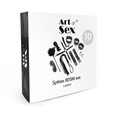 Набор из натуральной кожы Art of Sex Spikes BDSM Set Leather (10 предметов) картинка