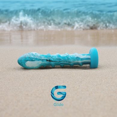 Стеклянный дилдо ребристый с силиконовой основой Gildo Ocean Wave Glass Dildo (диаметр 5 см) картинка