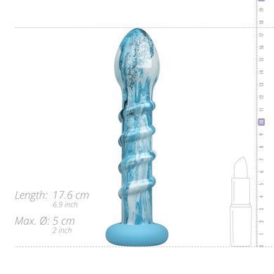 Стеклянный дилдо ребристый с силиконовой основой Gildo Ocean Wave Glass Dildo (диаметр 5 см) картинка