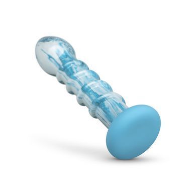 Стеклянный дилдо ребристый с силиконовой основой Gildo Ocean Wave Glass Dildo (диаметр 5 см) картинка