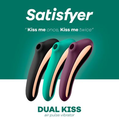Вакуумний стимулятор – вібратор Satisfyer Dual Kiss Black (діаметр 4 см) зображення
