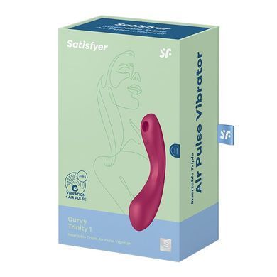 Вакуумный стимулятор с вибрацией Satisfyer Curvy Trinity 1 Red (диаметр 4 см) картинка