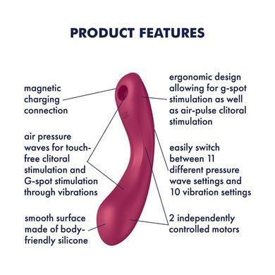 Вакуумный стимулятор с вибрацией Satisfyer Curvy Trinity 1 Red (диаметр 4 см) картинка