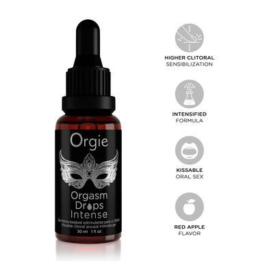 Збуджувальні краплі для клітора посилені Orgie Orgasm Drops Intense (30 мл) тепло+холод, смак яблука зображення