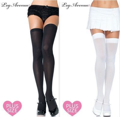 Панчохи непрозорі Leg Avenue Nylon Thigh Highs + PLUS SI White зображення