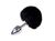 Металлическая анальная пробка Кроличий хвостик Alive Fluffly Plug Black, размер S  картинка