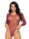 Боди-сетка с рукавами и стразами Leg Avenue Crystallized fishnet bodysuit Burgundy One Size картинка 1
