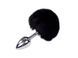 Металлическая анальная пробка Кроличий хвостик Alive Fluffly Plug Black, размер S  картинка 1