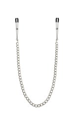Тонкі затискачі для сосків з ланцюжком Feral Feelings Chain Thin nipple clamps, срібло/чорний зображення