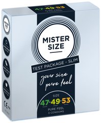 Набор тонких презервативов Mister Size pure feel, размеры 47-49-53 (3 шт) картинка