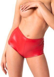 Шорти еластичні Noir Handmade F356 Red powerwetlook shorts, розмір S зображення