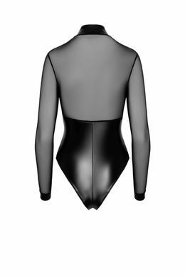 Боди с прозрачным верхом и кольцами Noir Handmade F321 Edge wetlook and mesh body with rings, размер S картинка