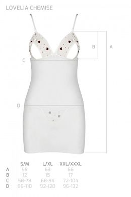 Сорочка з вирізами на грудях + стринги Passion LOVELIA CHEMISE white, розмір L/XL зображення